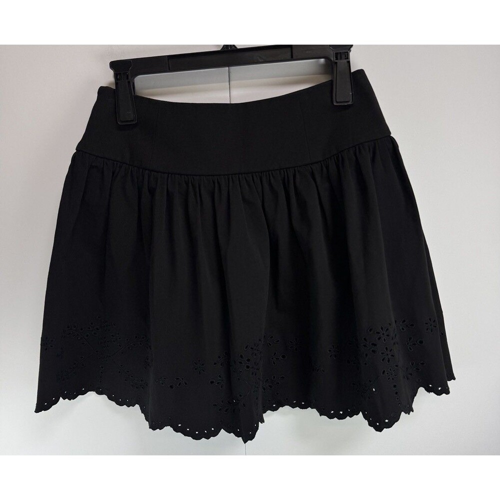 Red Valentino Black Eyelet Hem Flared Cotton Skirt Size: 40